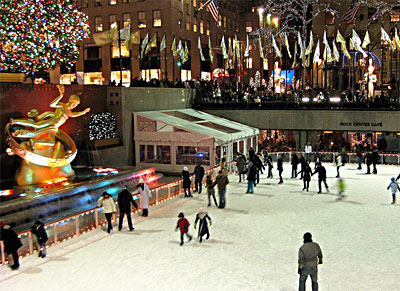 Ice skating rink at Rockefeller Center. Visit after the Public Relations Writing Workshop