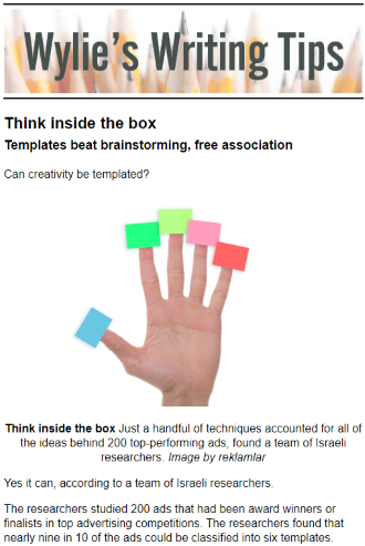Think inside the box: Templates beat brainstorming, free association