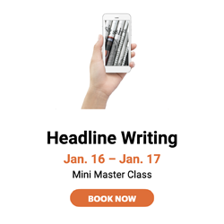 Headline-writing course, a mini master class on Jan. 16