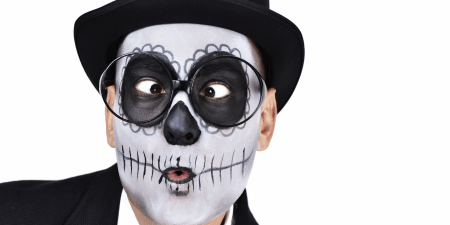<strong>Better sorry than safe? </strong>Arousing fear can be more effective than promising rewards at moving people to act. <a href="https://www.shutterstock.com/image-photo/closeup-man-mexican-calaveras-makeup-wearing-497335528" target="_blank" rel="noopener"><em>Image by nito</em></a>